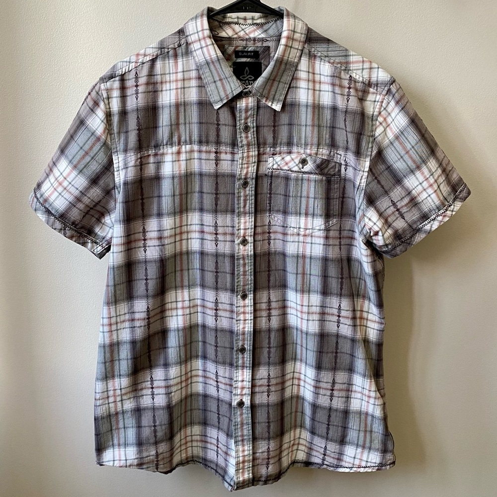Prana Slim Fit Large Patterned Button Down Shirt